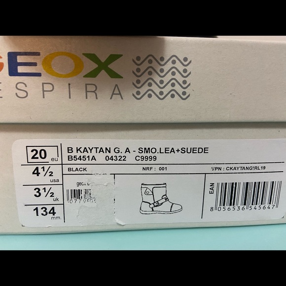 Geox black leather and suede boots size 4 1/2 NIB - Picture 5 of 5